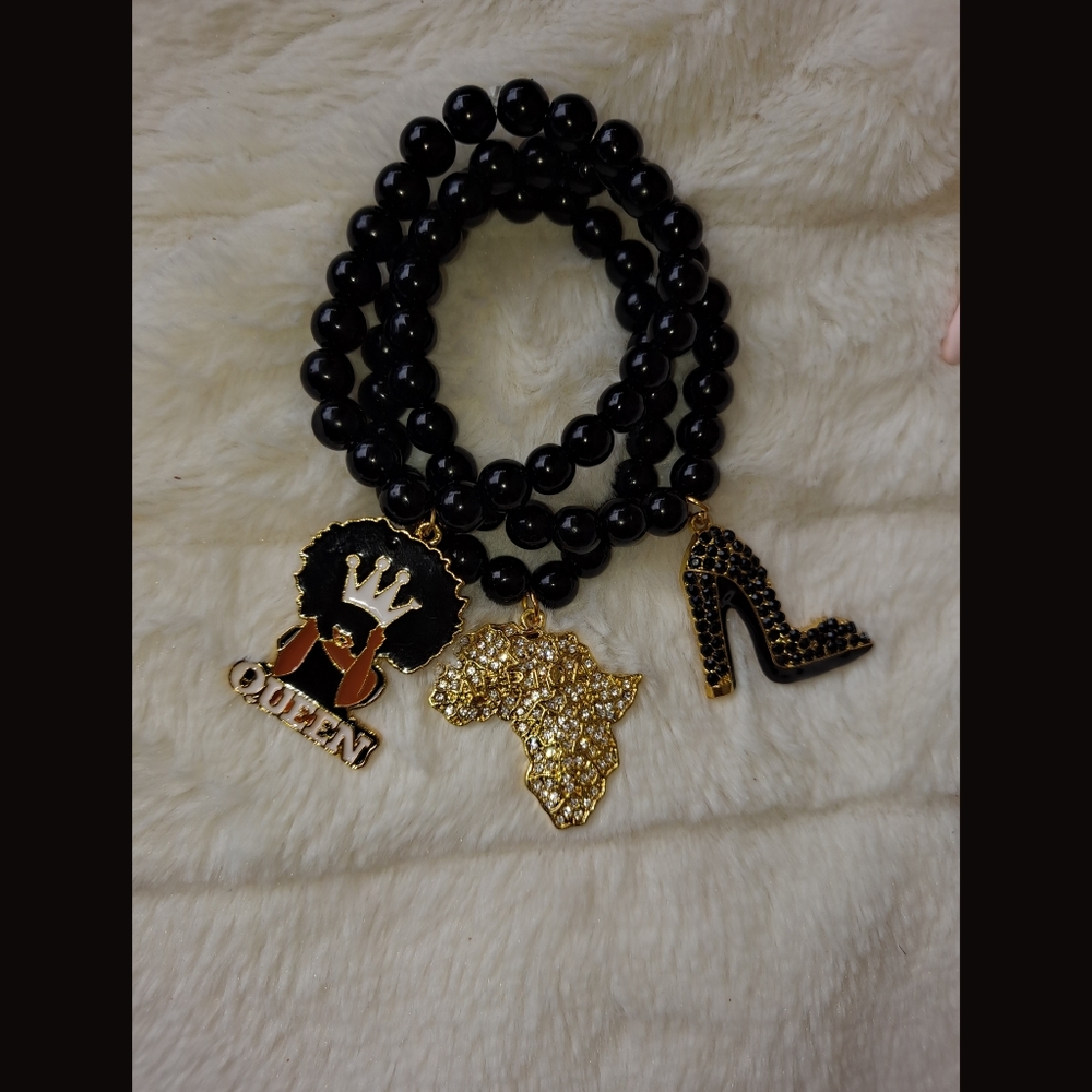 3 piec black queen braclet set
